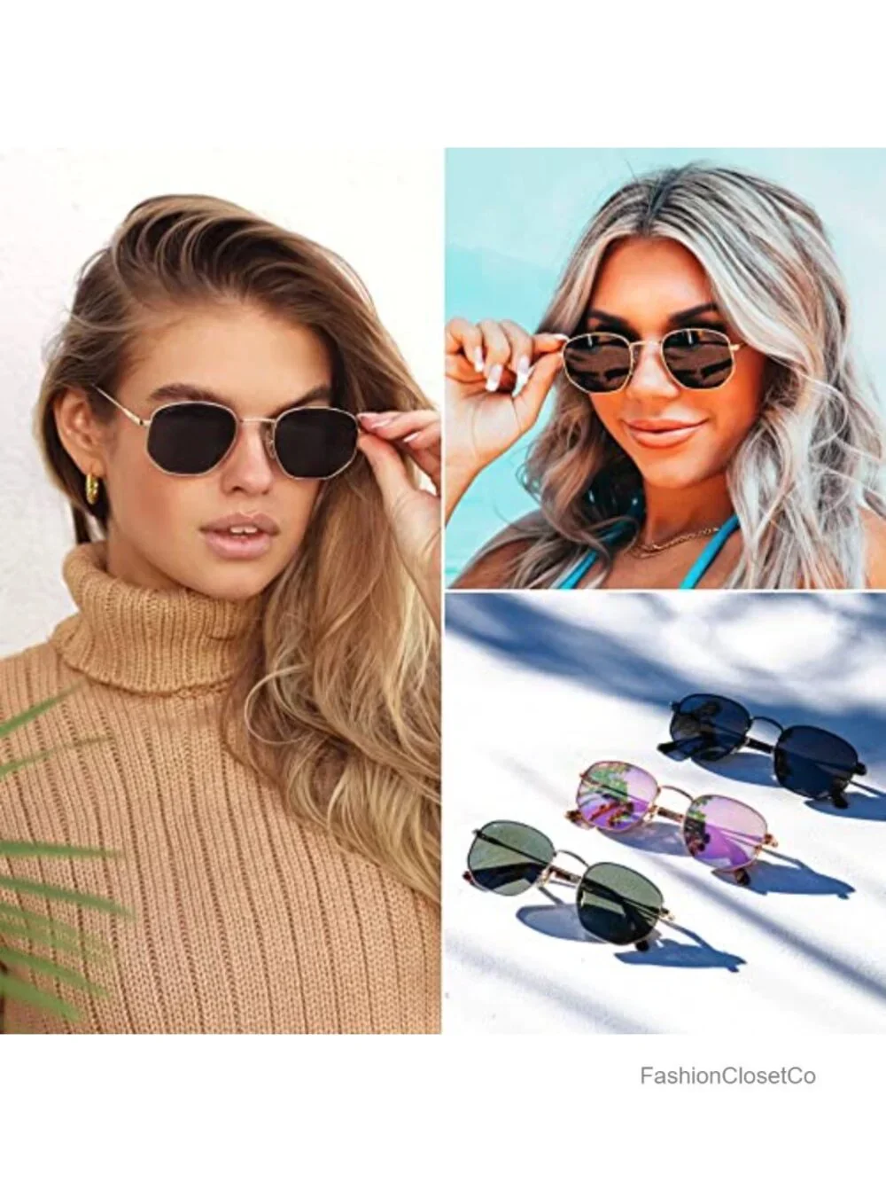Polarized Rounded Hexagon Retro Sunglasses with Metal Frame